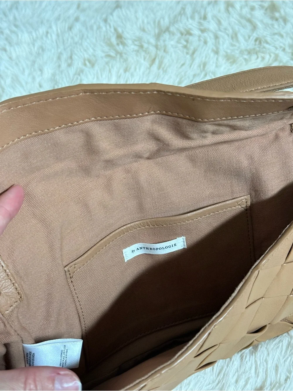 Anthropologie Woven Leather Shoulder Bag in Tan